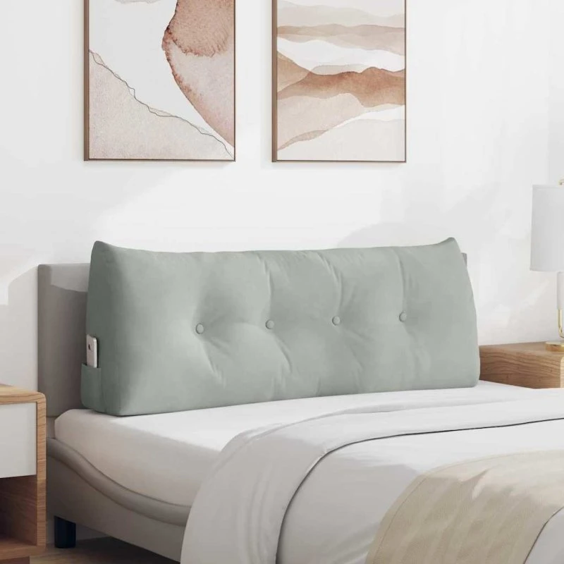 vidaXL Rygpude Lysegrå 120 x 24 x 50 cm Fløjl