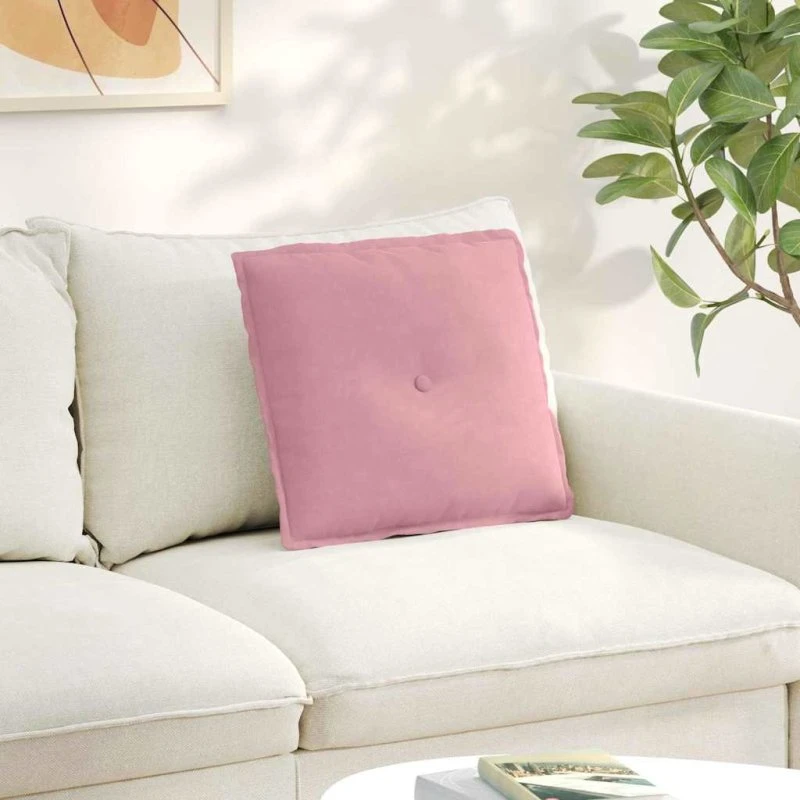 vidaXL Rygpude Lyserød 50 x 45 cm Cordfløjl