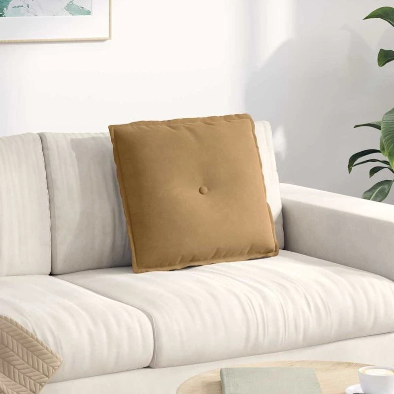 vidaXL Rygpude Brun 50 x 45 cm Cordfløjl