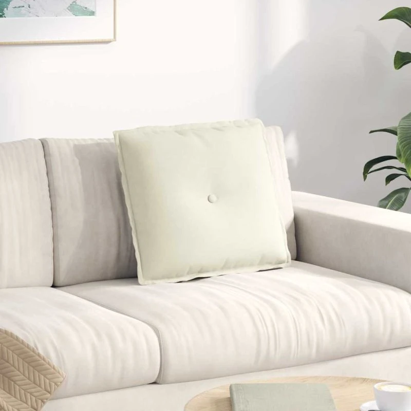 vidaXL Rygpude Creme 50 x 45 cm Velourstof