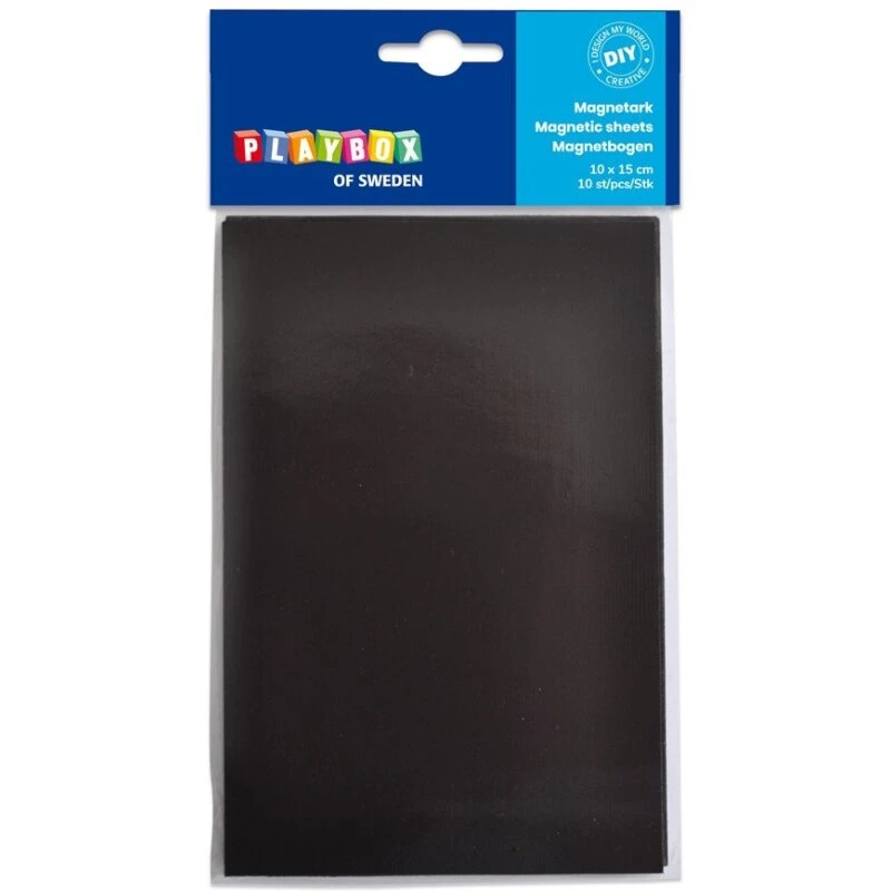 Playbox Magnetisk ark 15x10 cm, sort – 10 stk