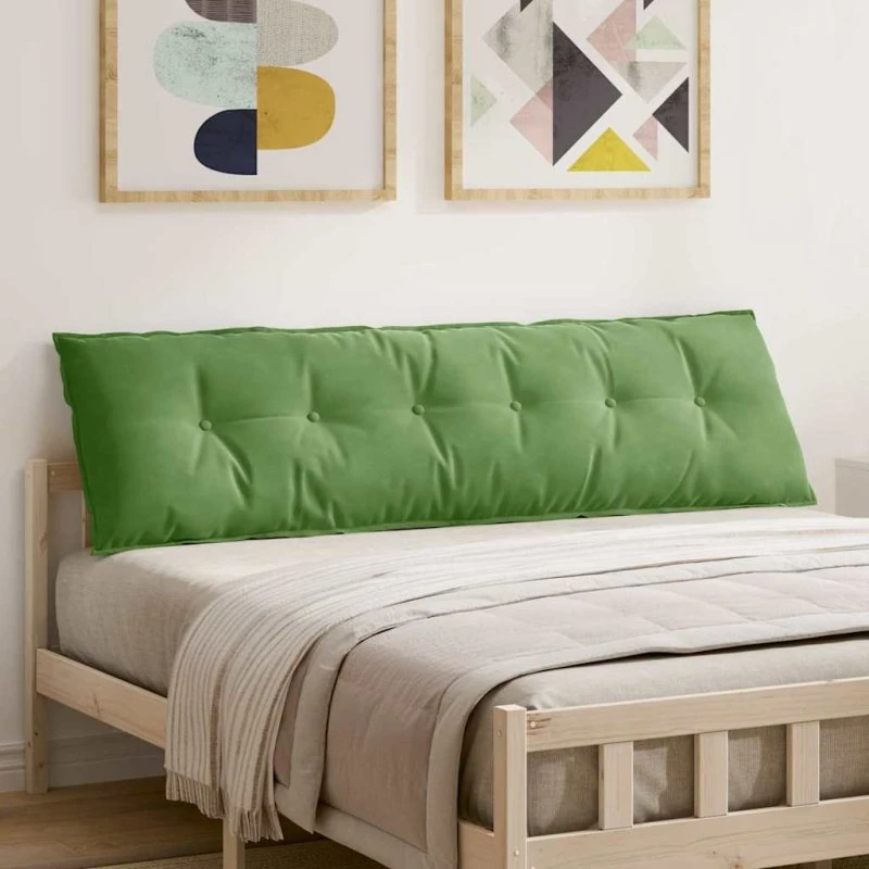 vidaXL Rygpude Lys grøn 180 x 50 cm Velourstof
