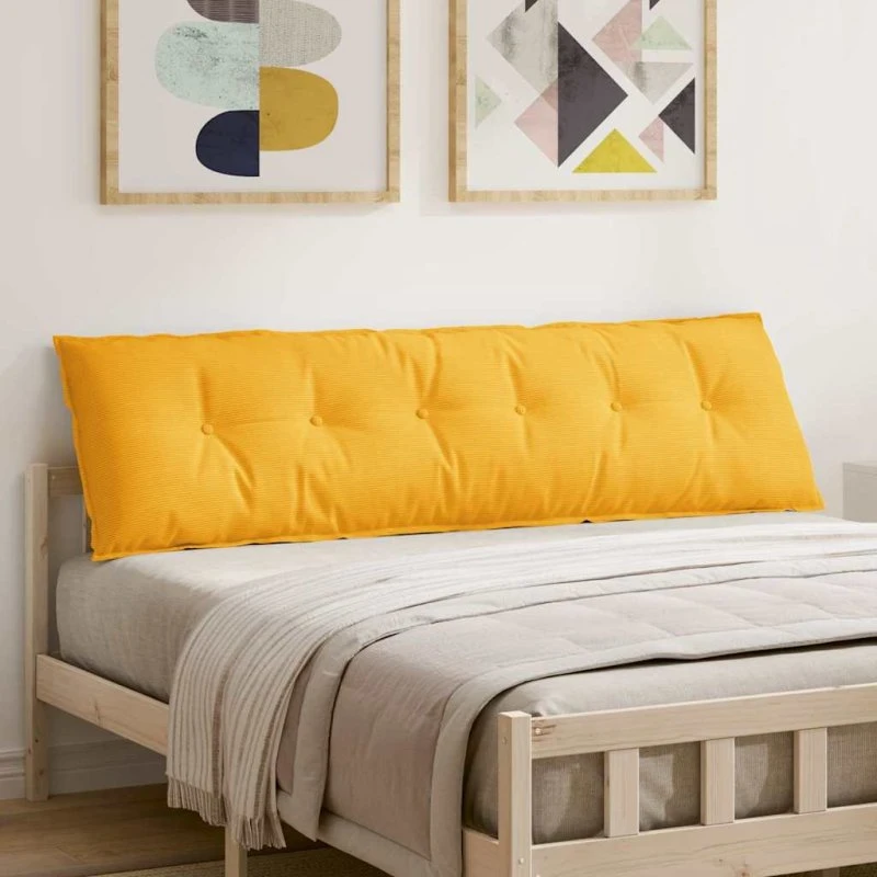 vidaXL Rygpude Lys Gul 180 x 50 cm Velourstof