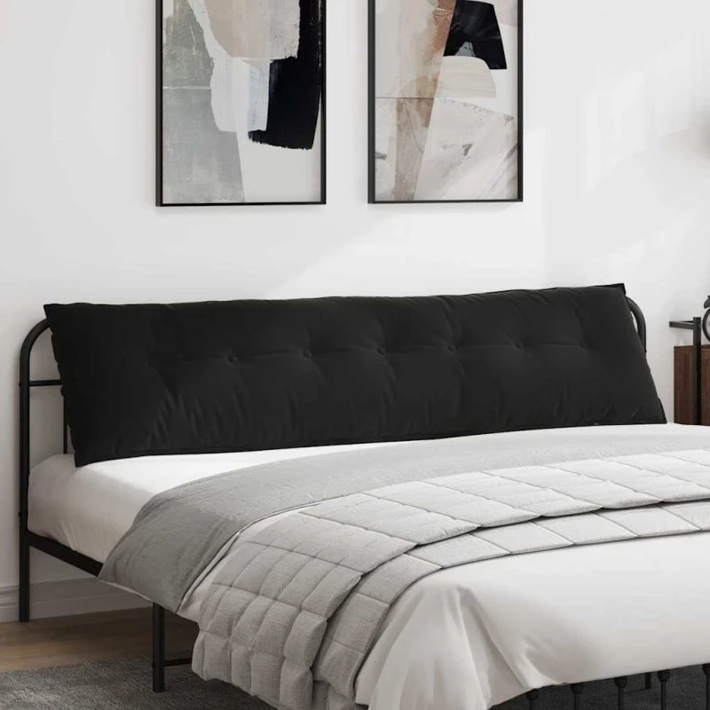 vidaXL Rygpude Sort 200 x 50 cm Cordfløjl
