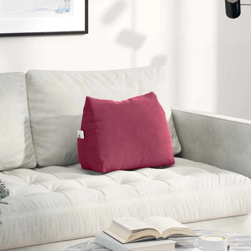 vidaXL Rygpude Vinrød 45 x 20 x 35 cm Velourstof