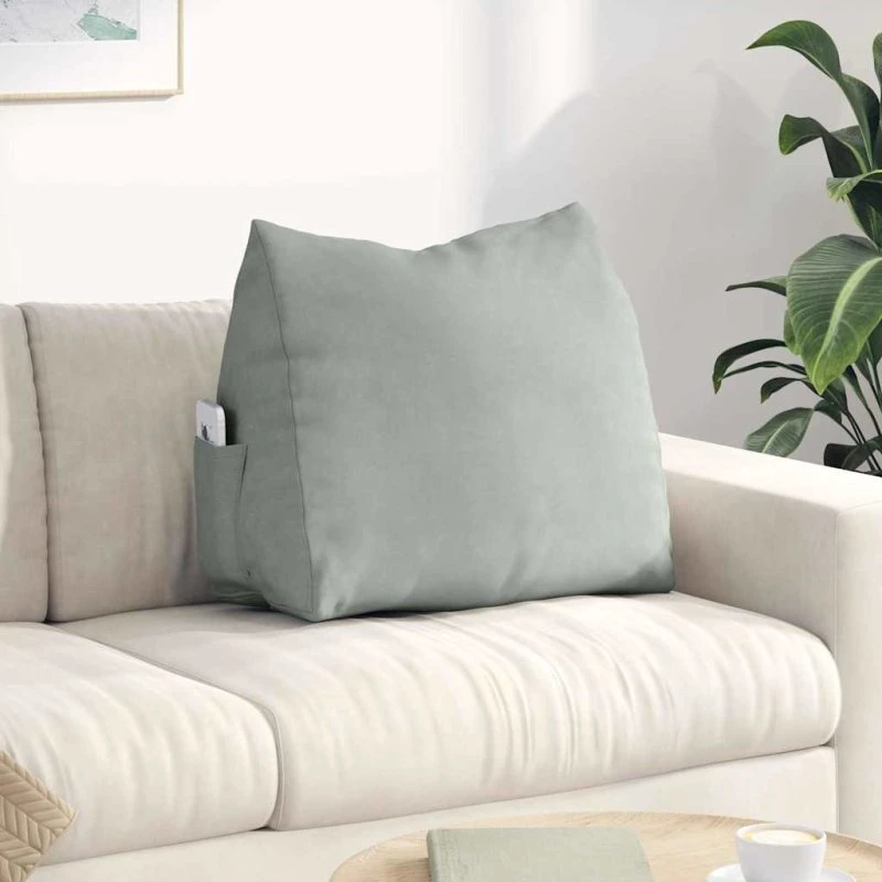 vidaXL Rygpude Lysegrå 60 x 20 x 50 cm Velourstof