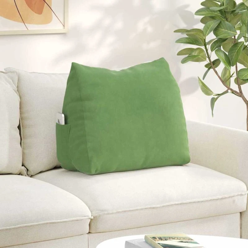 vidaXL Rygpude Lys grøn 60 x 20 x 50 cm Velourstof