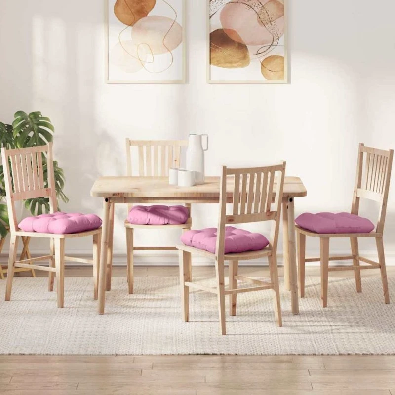 vidaXL Sædepuder 4 stk Lyserød 45x45x12 cm Stof