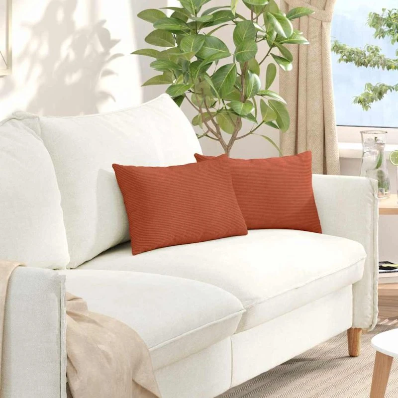 vidaXL Sofapuder 2 stk Rød Orange 50 x 30 cm Velourstof