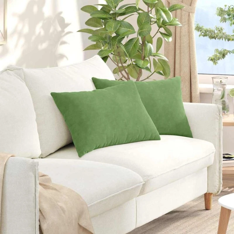 vidaXL Sofapuder 2 stk Lysegrøn 60 x 40 cm Velourstof