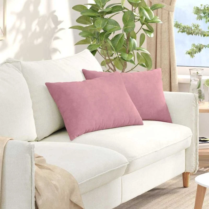 vidaXL Sofapuder 2 stk Lyserød 60 x 40 cm Velourstof