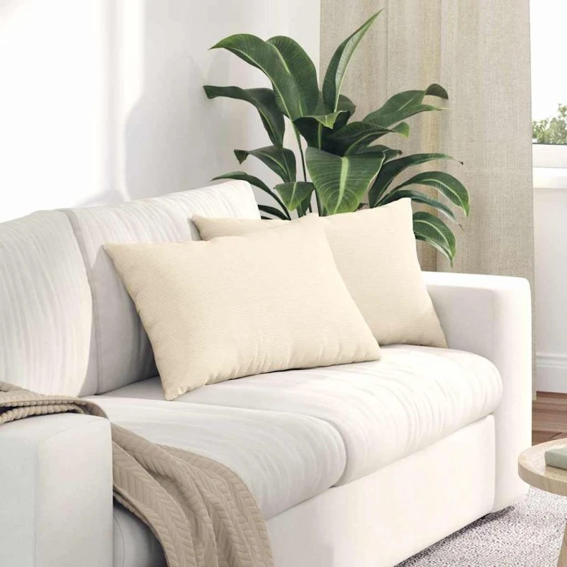 vidaXL Sofapuder 2 stk Creme 60 x 40 cm Velourstof
