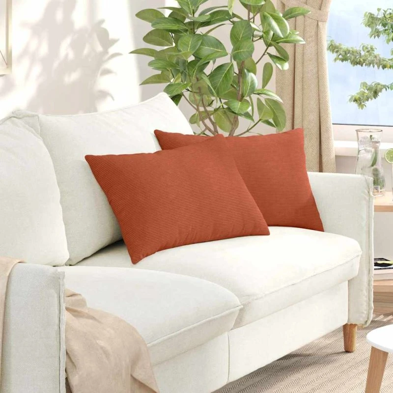 vidaXL Sofapuder 2 stk Rød Orange 60 x 40 cm Velourstof
