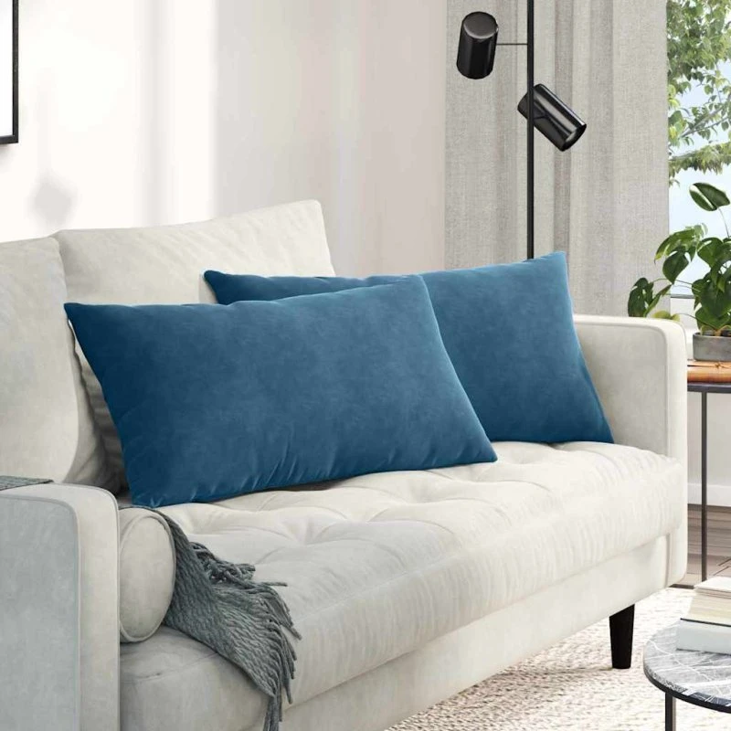 vidaXL Sofapuder 2 stk Blå 80 x 40 cm Velourstof