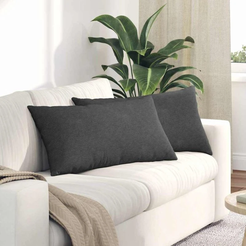 vidaXL Sofapuder 2 stk Mørkegrå 80 x 40 cm Velourstof