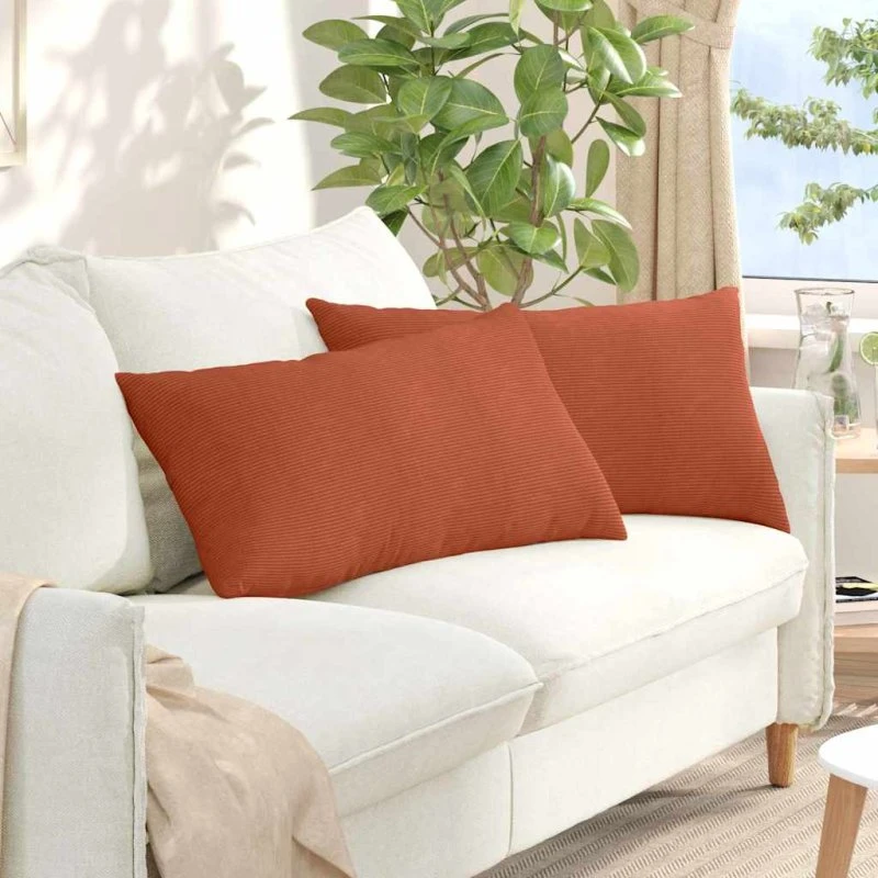 vidaXL Sofapuder 2 stk Rød Orange 80 x 40 cm Velourstof