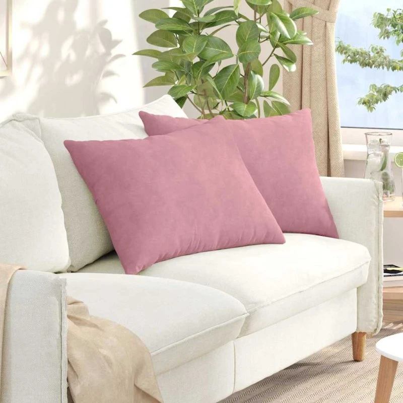 vidaXL Sofapuder 2 stk Lyserød 70 x 50 cm Velourstof