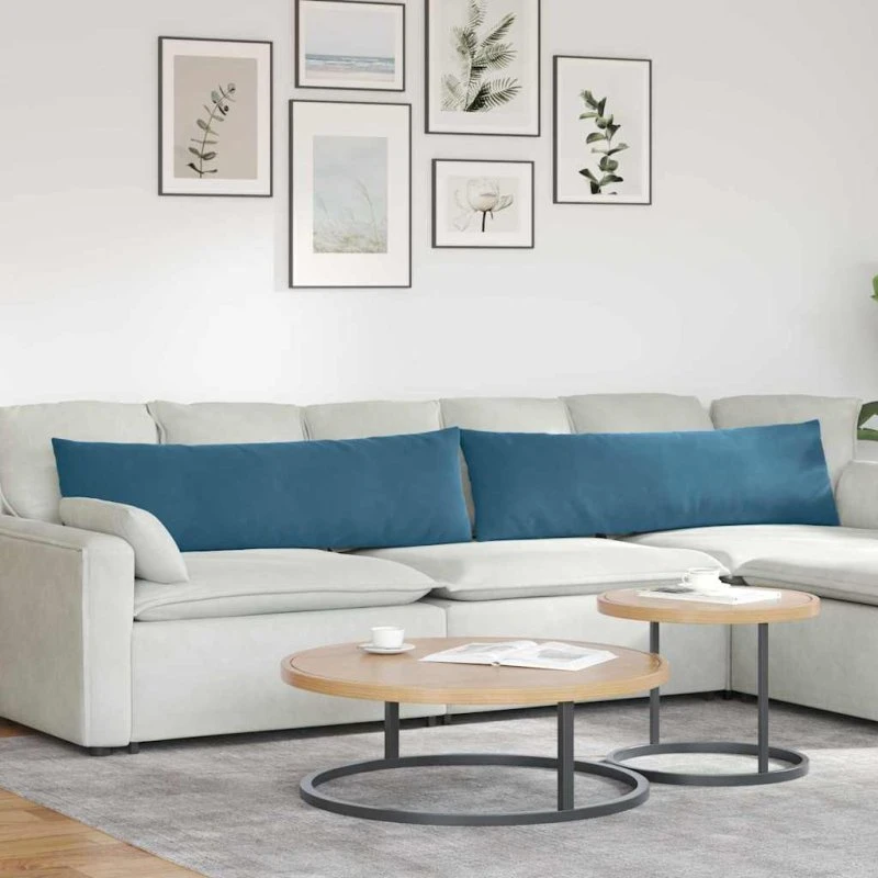 vidaXL Sofapuder 2 stk Blå 145 x 40 cm Velourstof