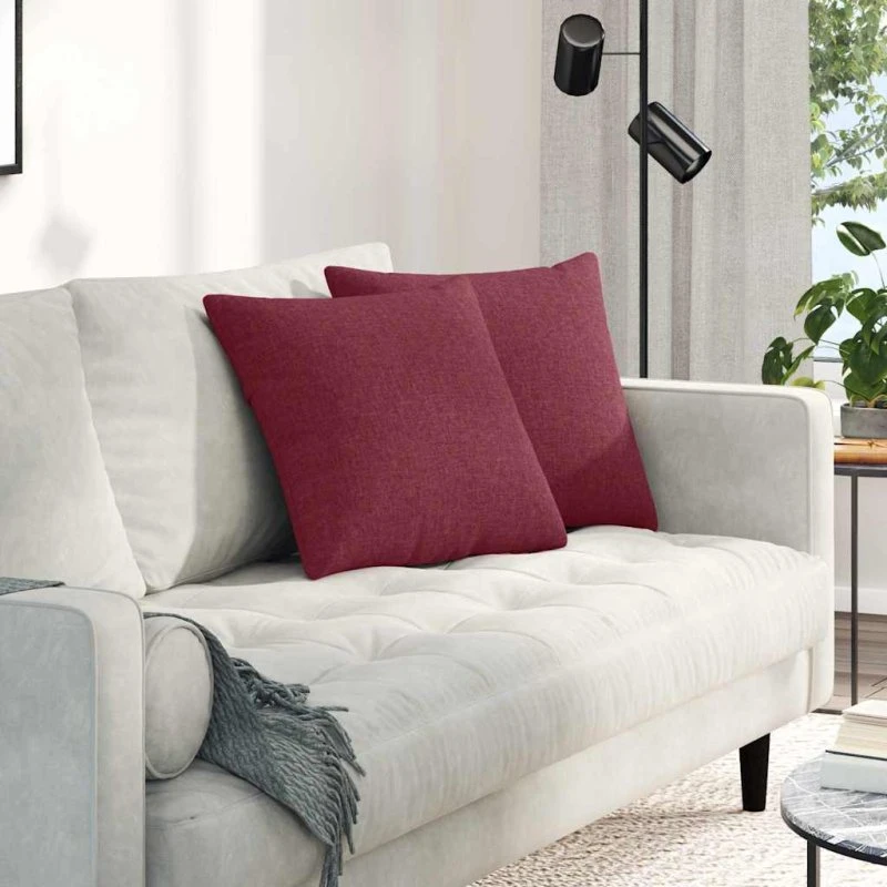 vidaXL Sofapuder 2 stk Vinrød 45 x 45 cm Stof