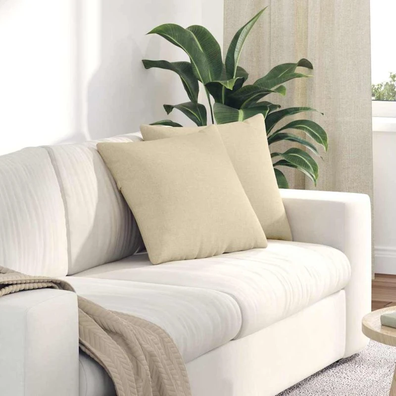 vidaXL Sofapuder 2 stk Creme 45 x 45 cm Stof