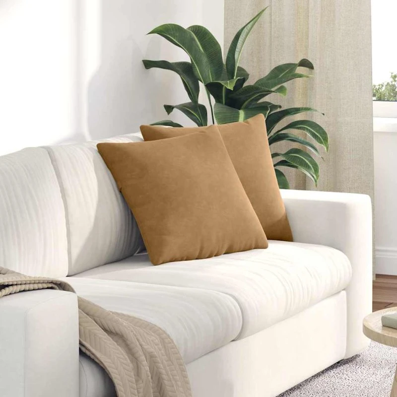 vidaXL Sofapuder 2 stk Brun 45 x 45 cm Velourstof
