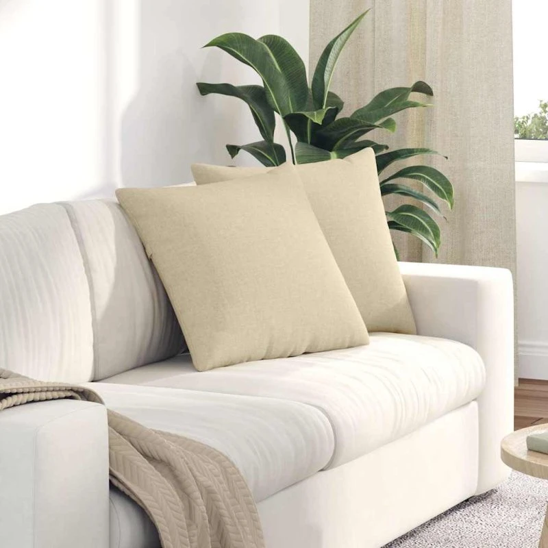 vidaXL Sofapuder 2 stk Creme 50 x 50 cm Stof