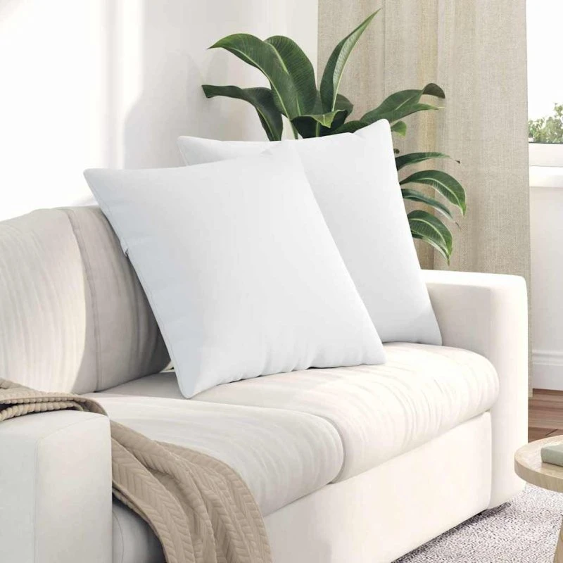vidaXL Sofapuder 2 stk Hvid 80 x 80 cm Stof