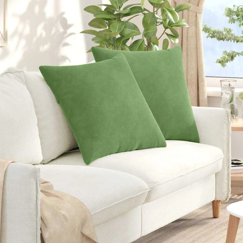 vidaXL Sofapuder 2 stk Lysegrøn 80 x 80 cm Velourstof