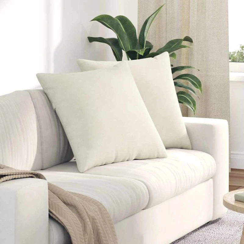 vidaXL Sofapuder 2 stk Creme 80 x 80 cm Velourstof