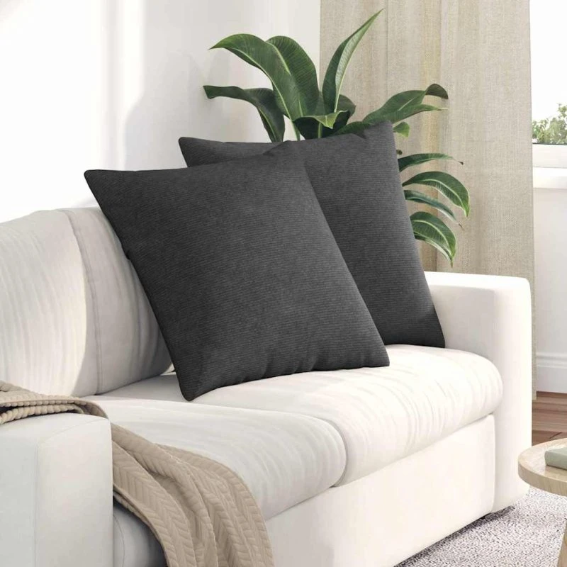 vidaXL Sofapuder 2 stk Mørkegrå 80x80 cm Velourstof