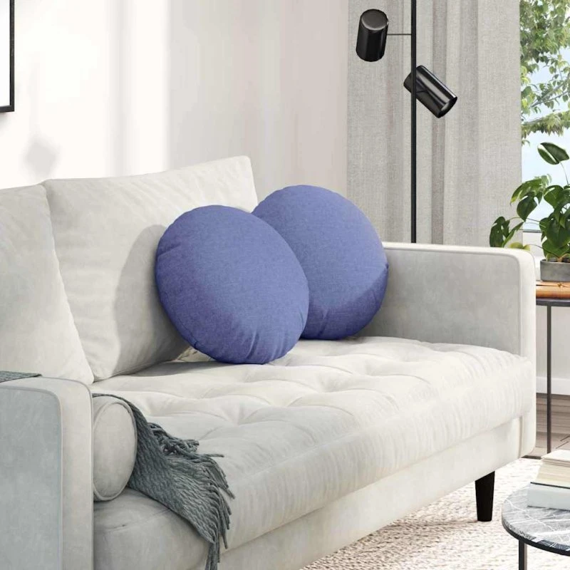 vidaXL Sædepuder 2 stk, Jeans blå, Ø40 x 13 cm, Stof