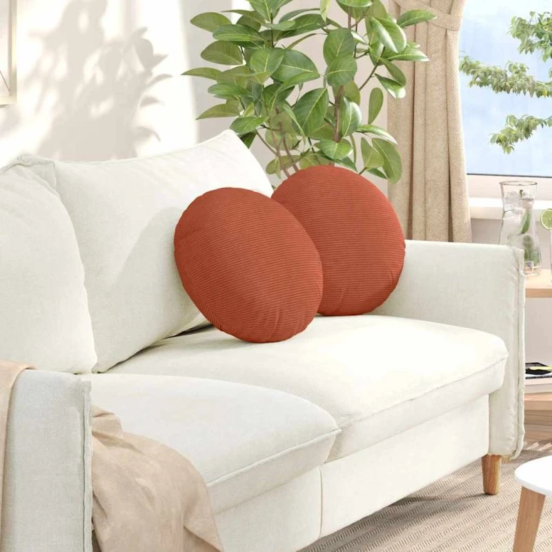 vidaXL Sædepuder 2 stk Rød Orange Ø 40 cm Velourstof