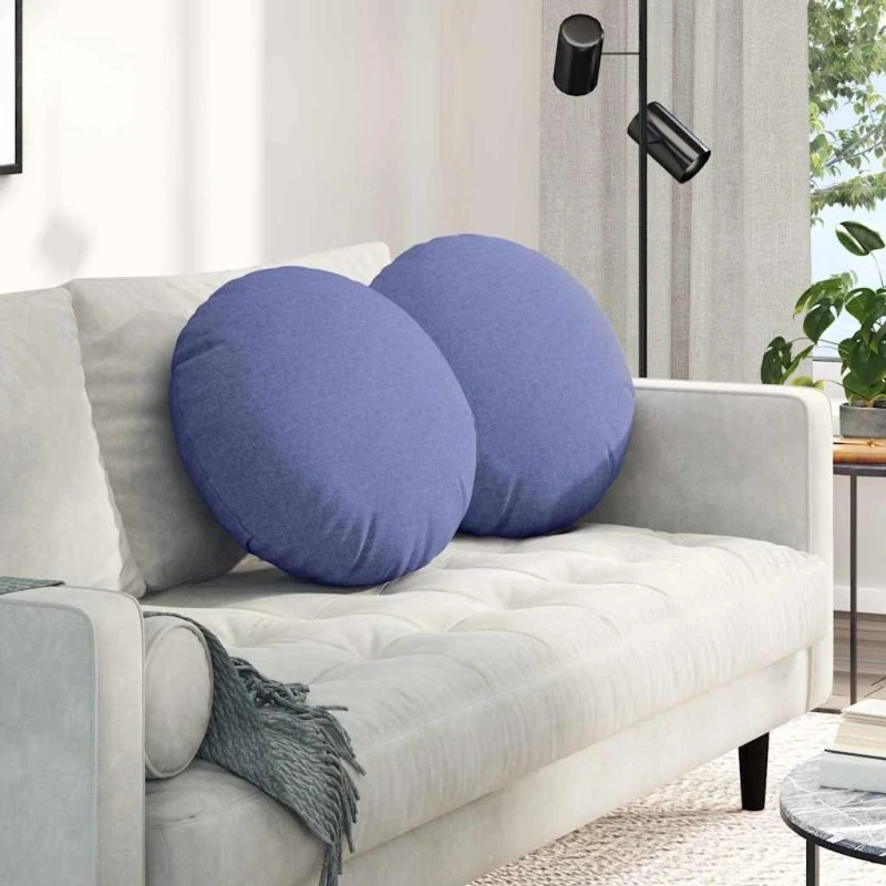 vidaXL Sædepuder 2 stk, Jeans blå, Ø50 x 19 cm, Stof