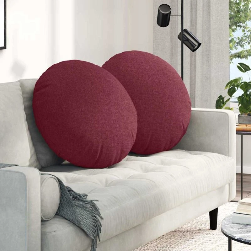 vidaXL Sædepuder 2 stk Vinrød Ø60 x 21 cm Stof