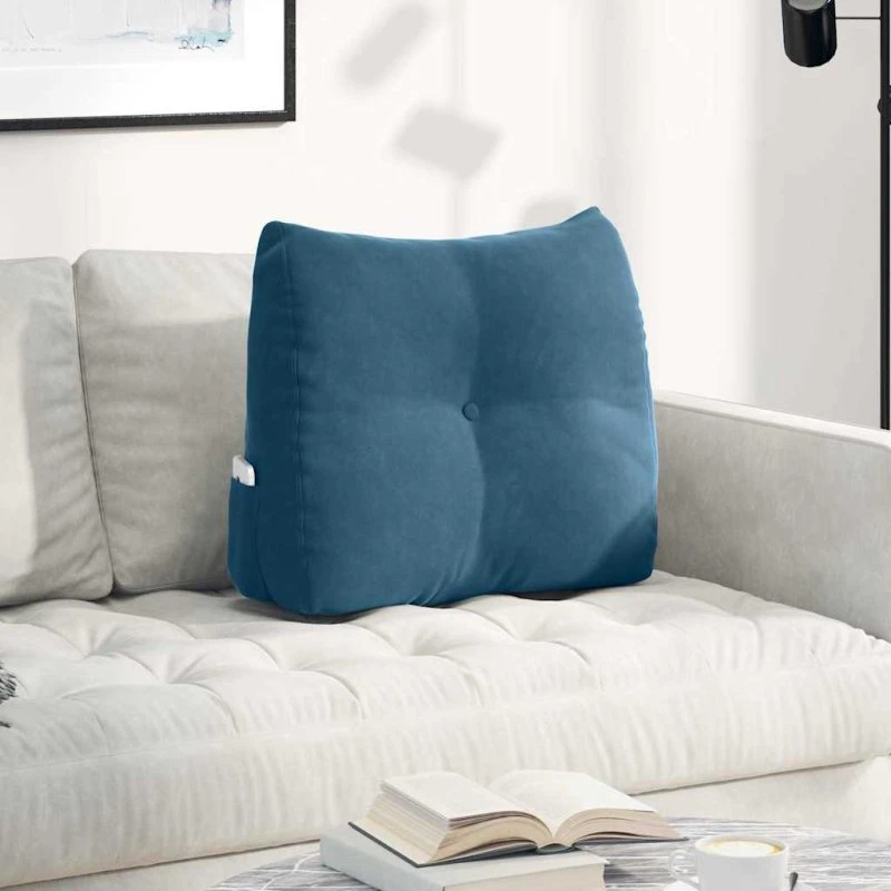 vidaXL Rygpude Blå 60 x 24 x 50 cm Fløjl