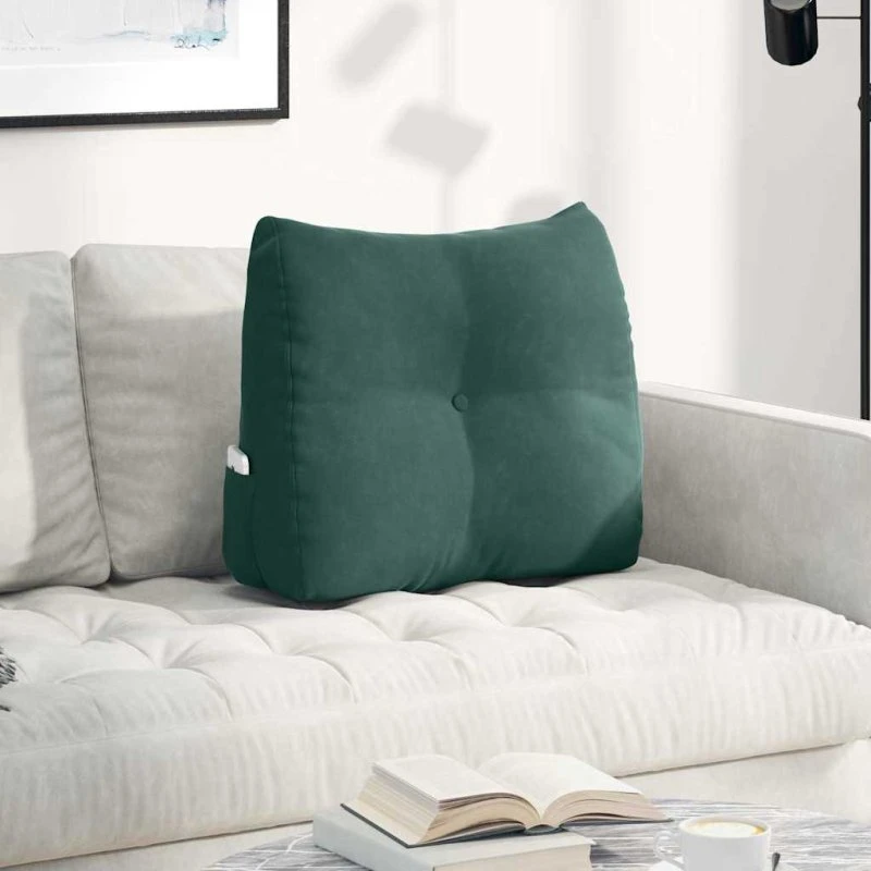 vidaXL Rygpude Mørkegrøn 60 x 24 x 50 cm Fløjl