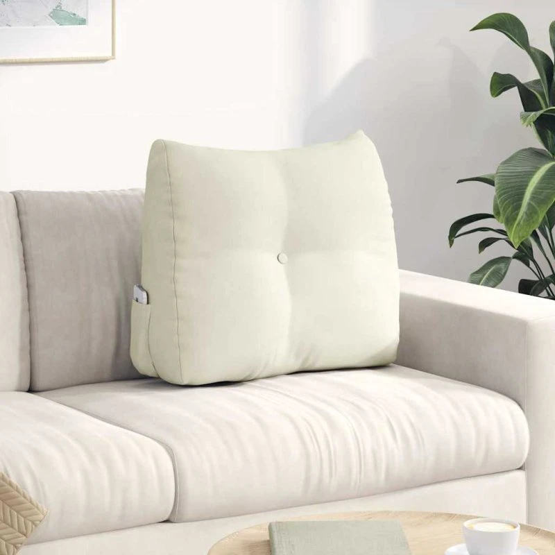 vidaXL Rygpude Creme 60 x 24 x 50 cm Fløjl