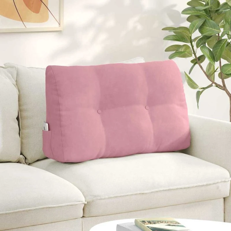 vidaXL Rygpude Lyserød 80 x 24 x 50 cm Fløjl