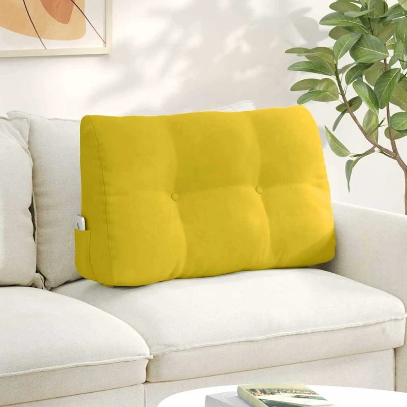 vidaXL Rygpude Gul 80 x 24 x 50 cm Fløjl