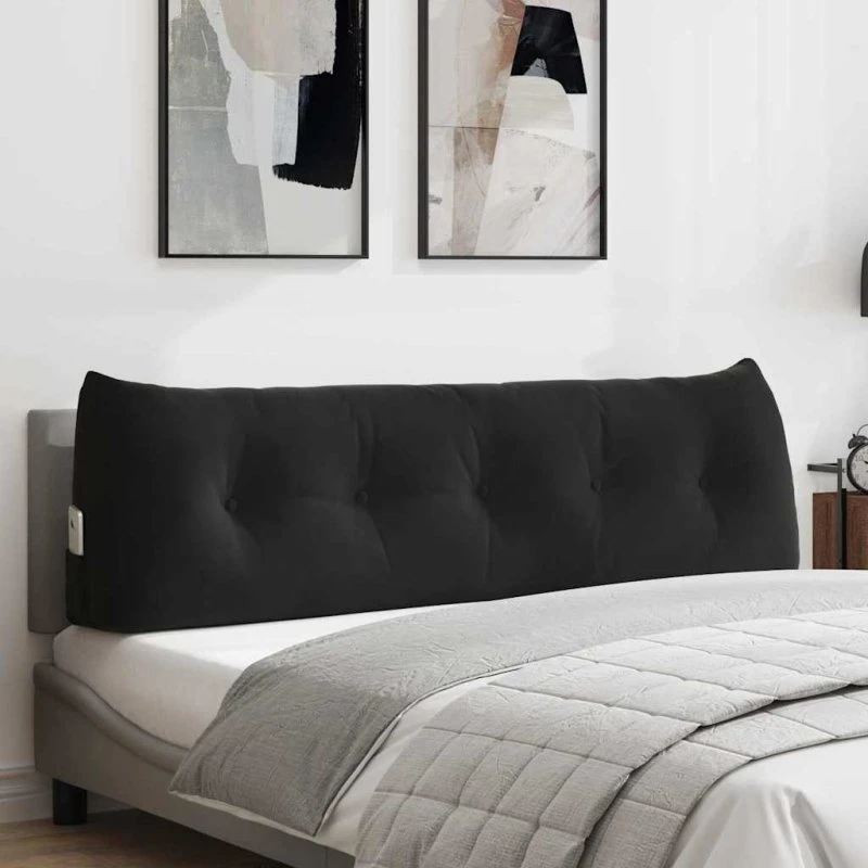 vidaXL Rygpude Sort 160 x 24 x 50 cm Fløjl