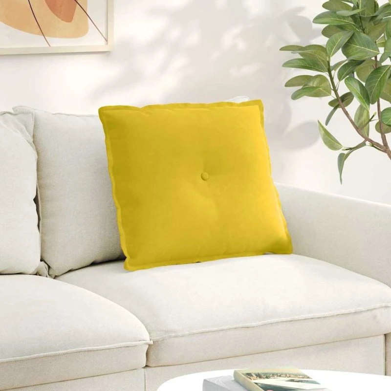 vidaXL Rygpude Gul 60 x 50 cm Cordfløjl