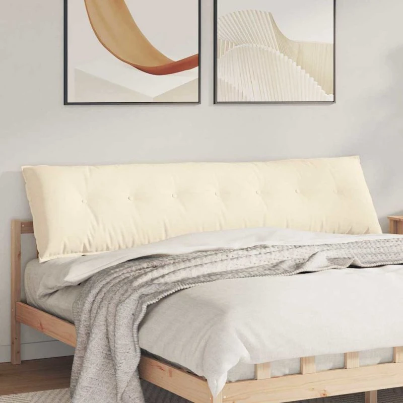 vidaXL Rygpude Creme 200 x 50 cm Velourstof
