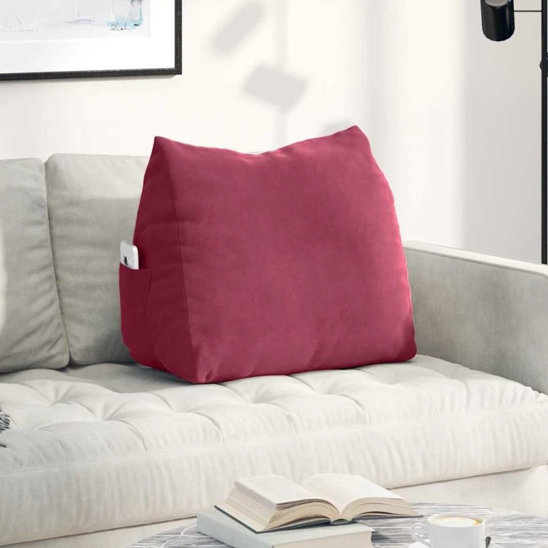 vidaXL Rygpude Vinrød 60 x 20 x 50 cm Velourstof
