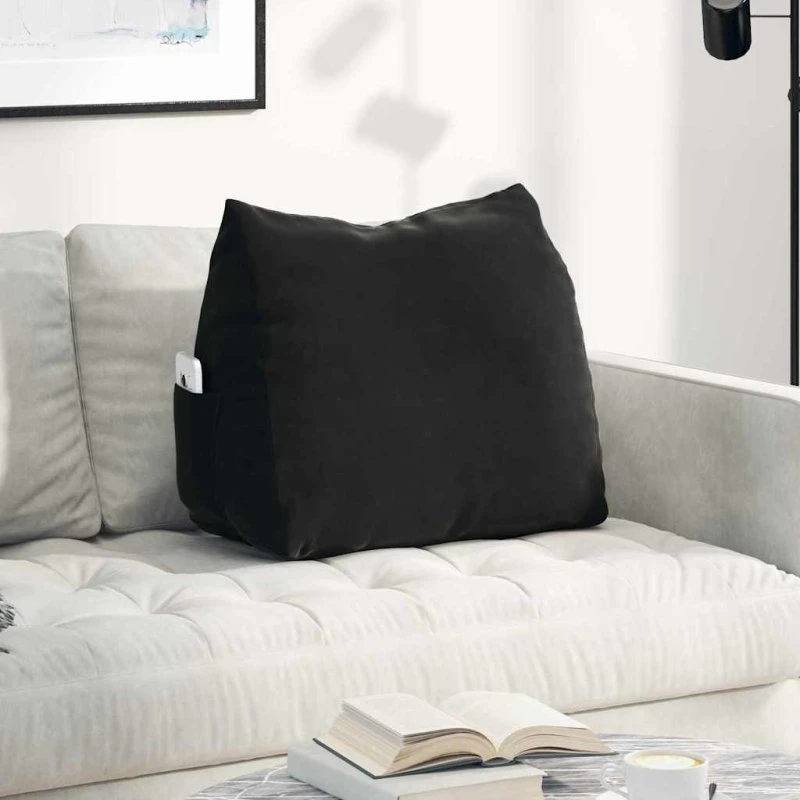 vidaXL Rygpude Sort 60 x 20 x 50 cm Cordfløjlsstruktur
