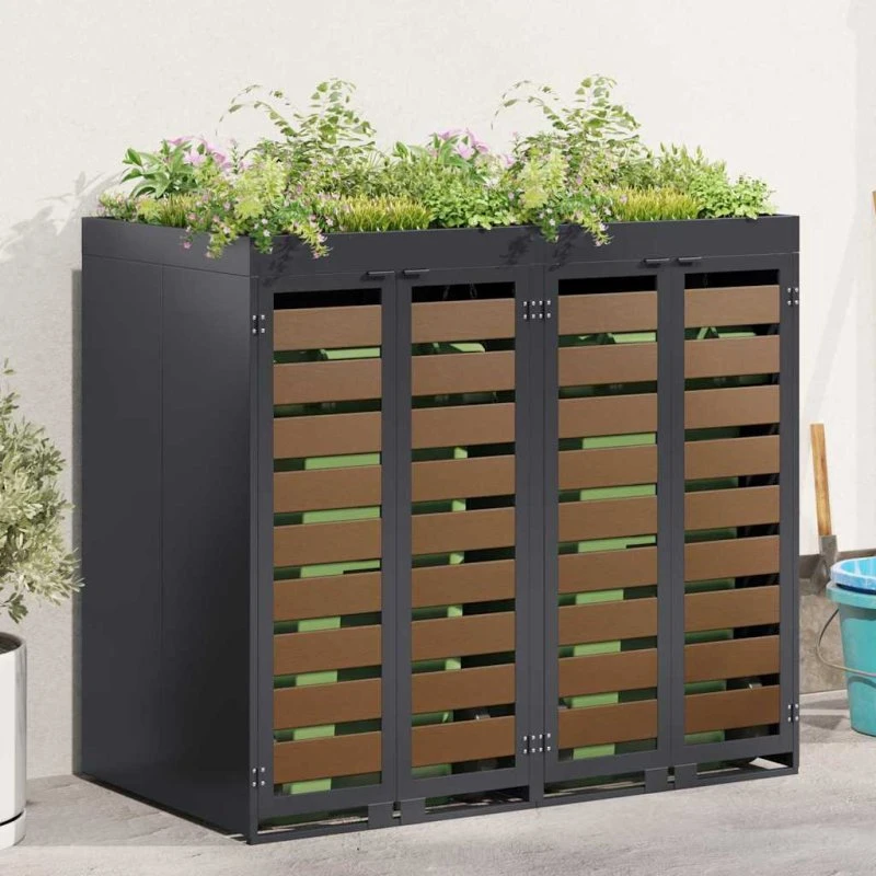 vidaXL Wheelie Bin Opbevaring 2 containere Antracit