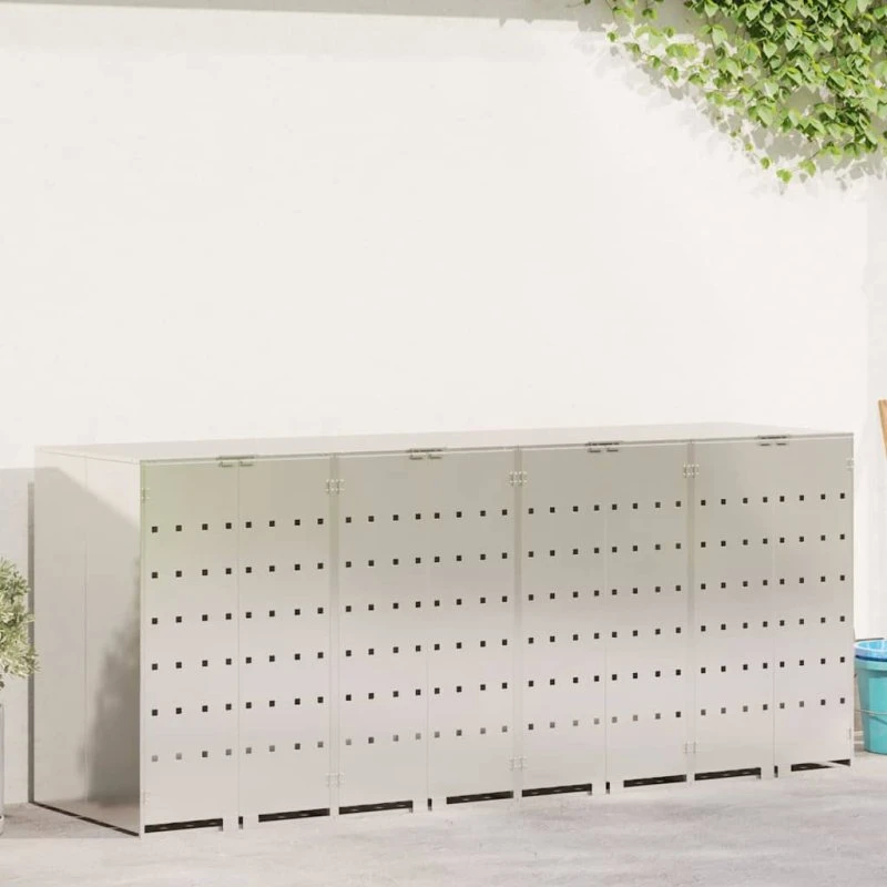 vidaXL Wheelie Bin Opbevaring 3 containere Sølv