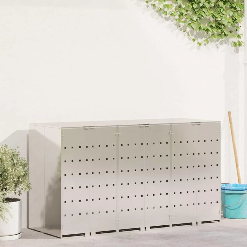 vidaXL Wheelie Bin Opbevaring 3 containere Sølv