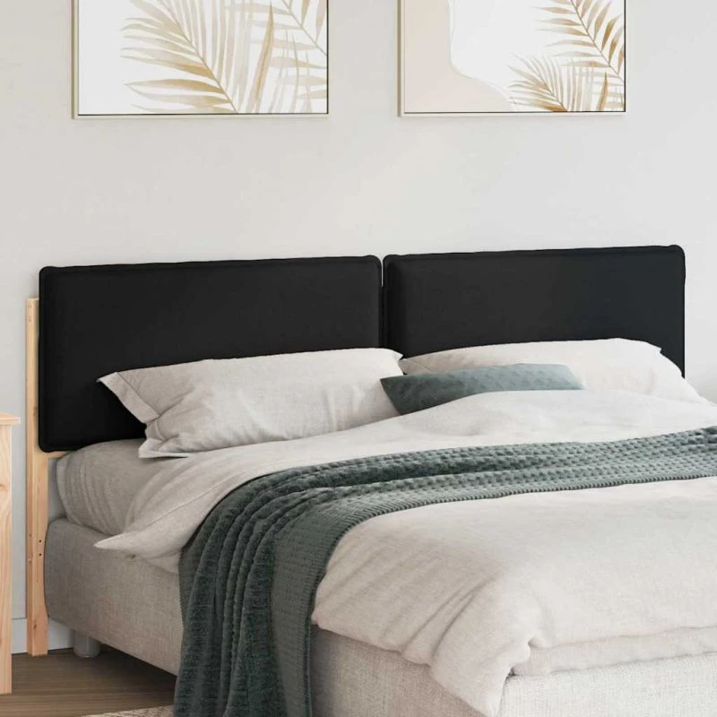 vidaXL Polstret Sengegavl 200 cm Naturlig/Sort Massiv Fyrretræ