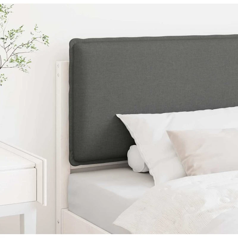 vidaXL Polstret Sengegavl Hvid og Lys Grå 100 cm Massiv Fyrretræ