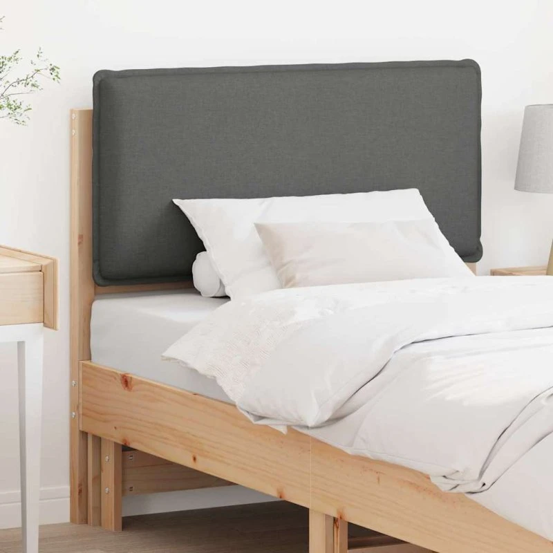 vidaXL Polstret Sengegavl 80 cm Naturlig & Lys Grå Massiv Fyrretræ